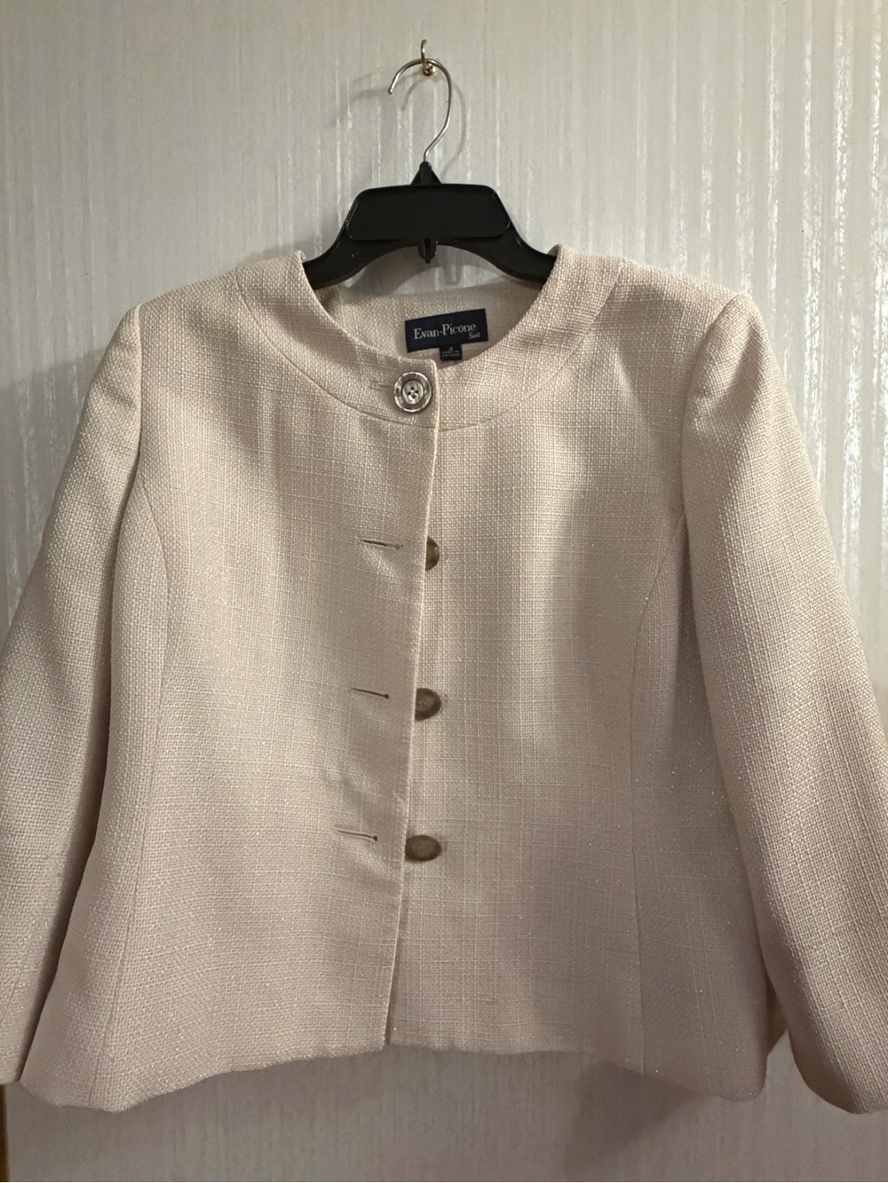 Evan Picone Ivory Cropped Textured Jacket